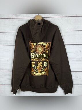 Disney Men's Hoodie Large Brown Epcot World Germany Biergarten Full Zip